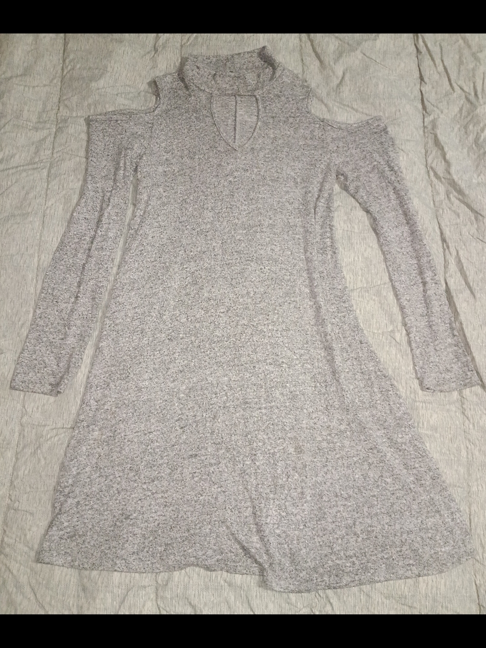 Cold Shoulder Knit Dress in Light Heather Gray